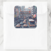 ピクセルアート 東京の渋滞のステッカー QUADRATISCHER AUFKLEBER (Tasche)