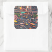 ピクセルアート 東京の渋滞のステッカー QUADRATISCHER AUFKLEBER (Tasche)