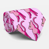 フー - ピンクの猫ネクタイ - Foo! - Pink kitty Tie Krawatte (Gerollt)