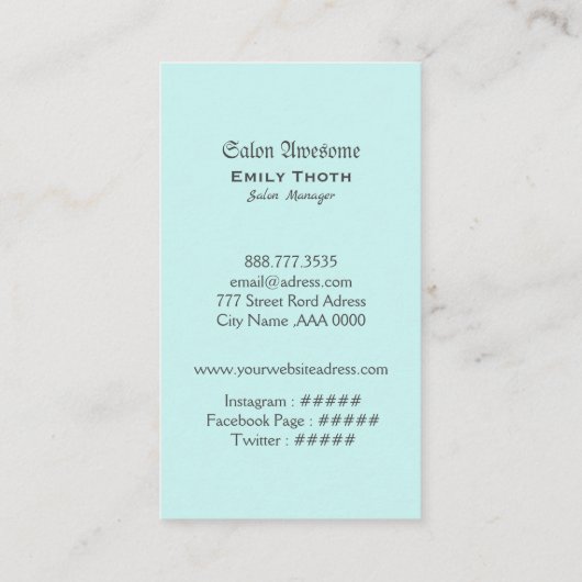 ブルーグリーンのウォーター水のデザイン VISITENKARTE (Rückseite)