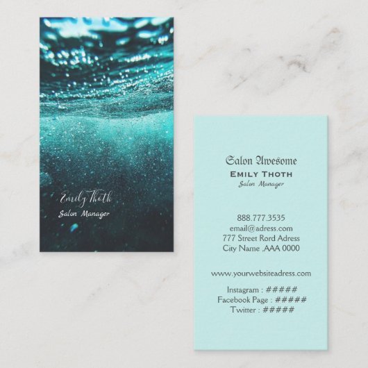 ブルーグリーンのウォーター水のデザイン VISITENKARTE (Vorne/Hinten)