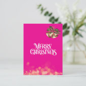 ホットピンク煌めくクリスマスカード♡ FEIERTAGSPOSTKARTE (Stehend Vorderseite)