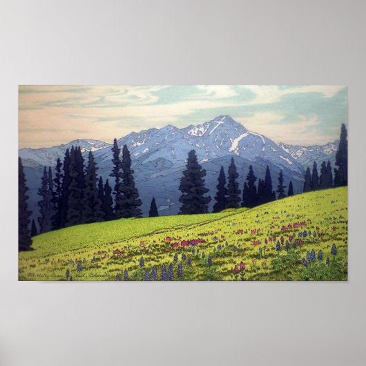 ホ リ ・ ス 山, Mt. Holy Cross, Hiroshi Yoshida, Woodcu Poster (Vorne)