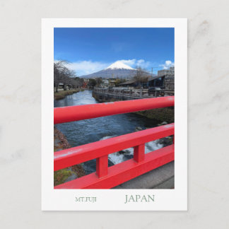 ポラロイド風 富士山と赤い橋 観光ポストカード | Modern Vintage Mt Fuji J Postkarte