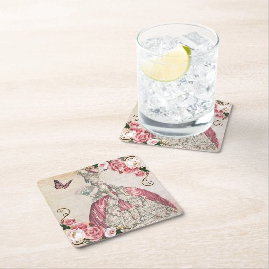 マリーアントワネット・ローズコースターAA RECHTECKIGER PAPPUNTERSETZER (Vor Ort)