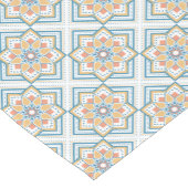 モロッカンに憧れるタイル柄・ブルー×オレンジ KURZER TISCHLÄUFER (Ecke)