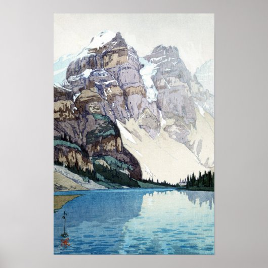 モ レ 湖 Moraine Lake Yoshida, Woodcut Poster (Vorne)