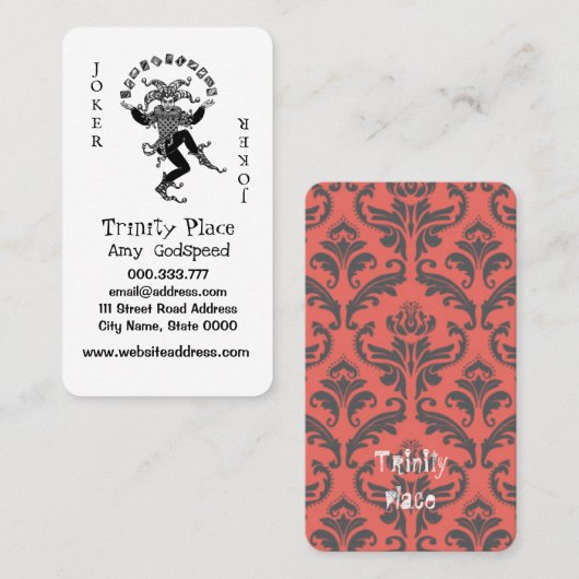 ユニークなトランプのジョーカーデザイン名刺　米スタンダード 8.89cm x 5.08cm名刺 visitenkarte (Vorne/Hinten)