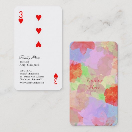 ユニークなハートのトランプ柄 オシャレな女性の VISITENKARTE (Vorne/Hinten)