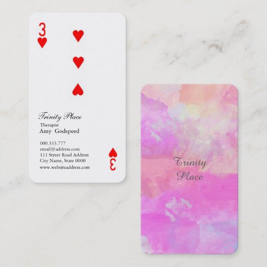 ユニークなハートのトランプ柄 オシャレな女性の VISITENKARTE (Vorne/Hinten)