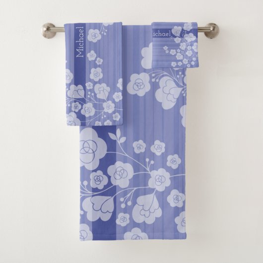 ラブリーフラワー　落ち着いたブルー BADHANDTUCH SET (Insitu)