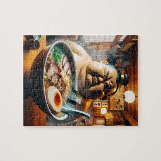 ラーメンを前に真剣な眼差しの力士 PUZZLE (Horizontal)