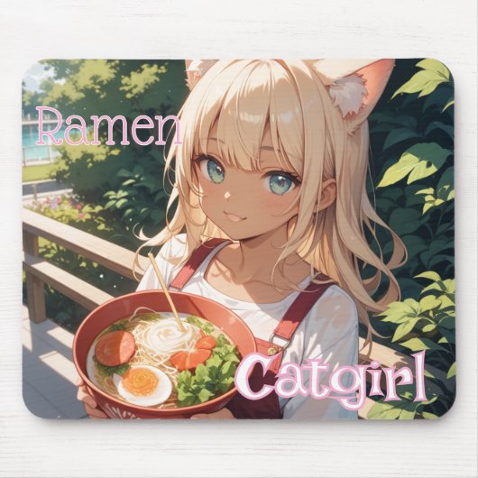ラーメンを食べる猫耳娘 MOUSEPAD (Vorne)