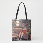 リバーシブル・トートバッグcafe|寿司娘 GenerativeAI Tasche (Vorderseite)