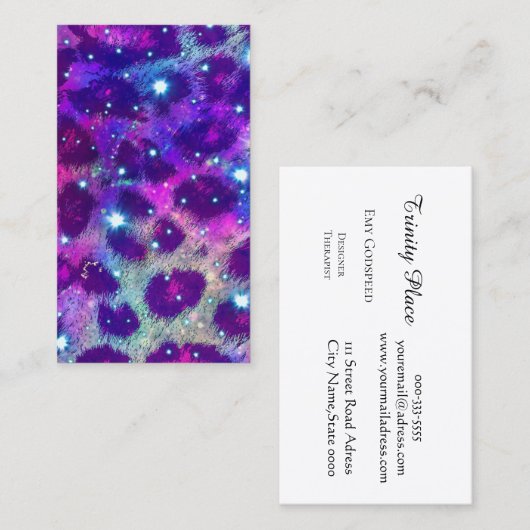 レオパードと宇宙のデザイン VISITENKARTE (Vorne/Hinten)