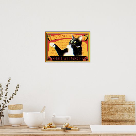レトロマッチデザイン 踊る猫 Retro Match Dancing cat Poster (Küche)