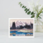 レ ア 山, Berg Rainier, Hiroshi Yoshida, Woodcut Postkarte (Stehend Vorderseite)