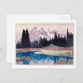 レ ア 山, Berg Rainier, Hiroshi Yoshida, Woodcut Postkarte (Vorne/Hinten)