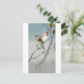 レ mit 古 赤 Waxwings い Postkarte (Stehend Vorderseite)