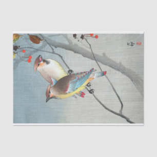 レ mit 古 赤 Waxwings い Seidenpapier