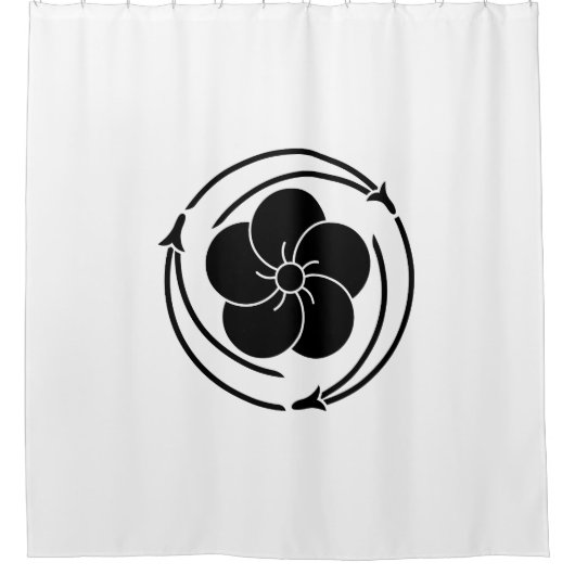 三つ追い松葉に捻じ梅 DUSCHVORHANG (Vorderseite)