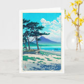 三 保 の 原, Pine Beach in Miho, Hasui Kawase Karte (Gelbe Blume)