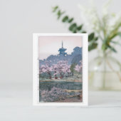 三 園, Sankei-en Garden, Hiroshi Yoshida, Woodcut Postkarte (Stehend Vorderseite)