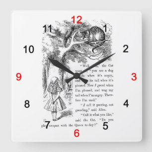 「不思議の国のアリス」の壁掛け時計,No.02 Quadratische Wanduhr