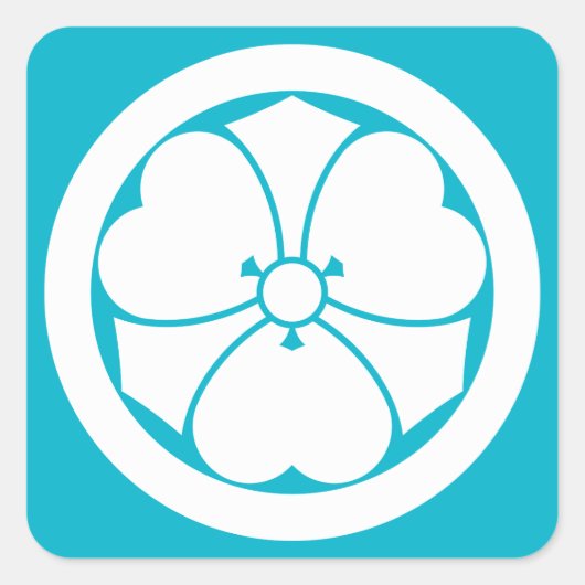 丸 に 剣 酢 草 漿 QUADRATISCHER AUFKLEBER (Vorderseite)