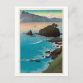 久 手 浜, Kude Beach in Wakasa, Hasui Kawase, Woodcut Postkarte (Vorderseite)