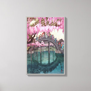 亀 戸 神, Kameido Bridge, Hiroshi Yoshida, Woodcut Leinwanddruck