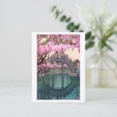 亀 戸 神, Kameido Bridge, Hiroshi Yoshida, Woodcut Postkarte (Stehend Vorderseite)