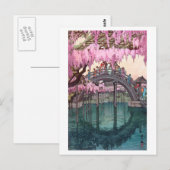 亀 戸 神, Kameido Bridge, Hiroshi Yoshida, Woodcut Postkarte (Vorne/Hinten)