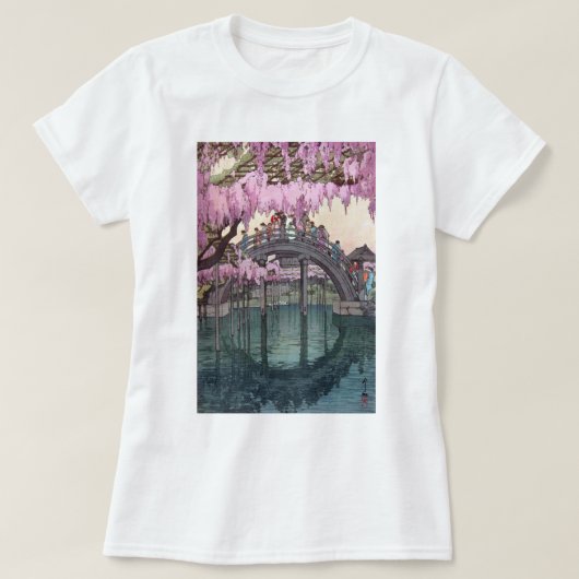 亀 戸 神, Kameido Bridge, Hiroshi Yoshida, Woodcut T-Shirt (Design vorne)