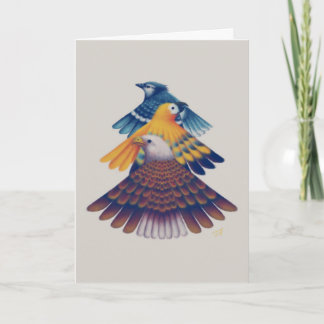 二つ折りカード 扇 Card - Fan-shaped Birds - Einladung