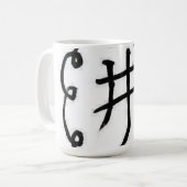 "井" Chinesische schwarze und weiße Zeichen Kaffeetasse (Vorderseite Links)