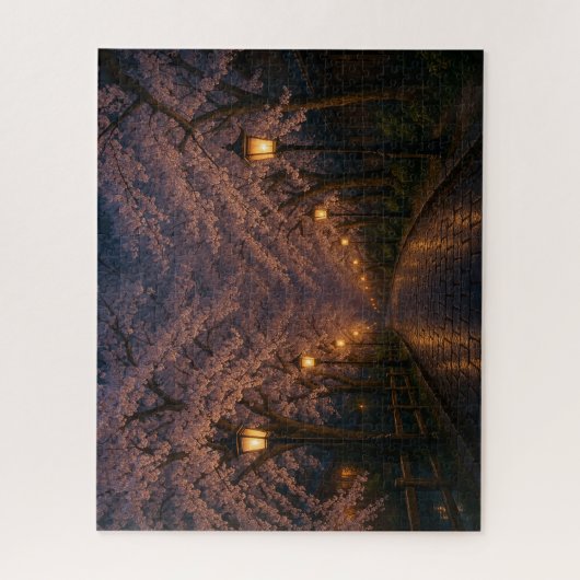 京都・夜桜の並木道 / Kyoto Nighttime Cherry‐Blossom Avenue Puzzle (Vertikal)