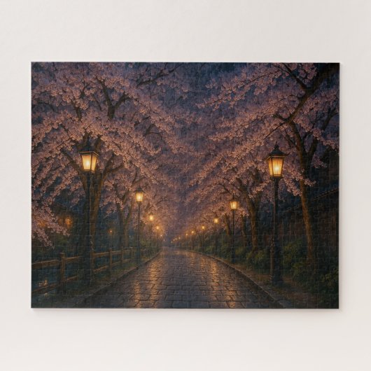 京都・夜桜の並木道 / Kyoto Nighttime Cherry‐Blossom Avenue Puzzle (Horizontal)