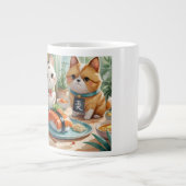 「仲良し猫の寿司時間(Cat Friends' Sushi Time)」 Jumbo-Tasse (Vorderseite Rechts)
