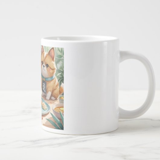 「仲良し猫の寿司時間(Cat Friends' Sushi Time)」 Jumbo-Tasse (Rechts)