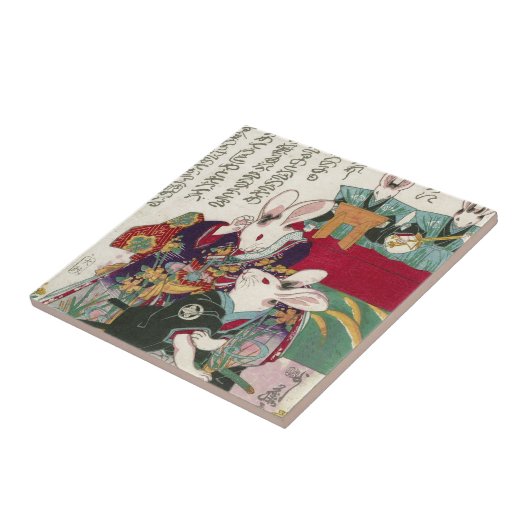 兎の歌舞伎役者, 芳藤 Schauspieler des Kaninchens, Fliese (Seite)