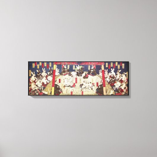兎 相 撲, 芳 Sumo Rabbits, Yoshifuji, Ukiyo-e, Leinwanddruck (Vorderseite)