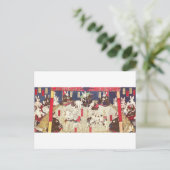 兎 相 撲, 芳 Sumo Rabbits, Yoshifuji, Ukiyo-e, Postkarte (Stehend Vorderseite)
