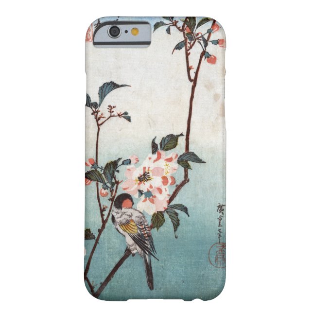 八重桜に鳥, 広重 Kirschblüte u. Vogel, Hiroshige, Ukiyoe Case-Mate iPhone Hülle (Rückseite)