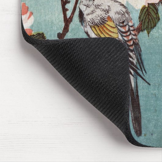 八重桜に鳥, 広重 Kirschblüte u. Vogel, Hiroshige, Ukiyoe Mousepad (Ecke)