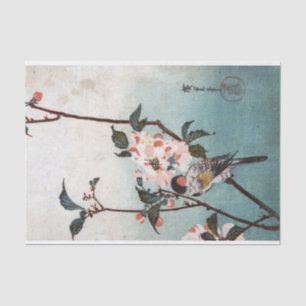 八 重 桜 鳥, 広 重 Cherry Blossom & Bird, Hiroshige, Uki Seidenpapier