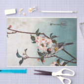八 重 桜 鳥, 広 重 Cherry Blossom & Bird, Hiroshige, Uki Seidenpapier (Handwerk)