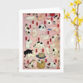 其のまま地口猫飼好五十三疋 （中）, 国芳 Katzen (2), Kuniyoshi, Karte (Gelbe Blume)