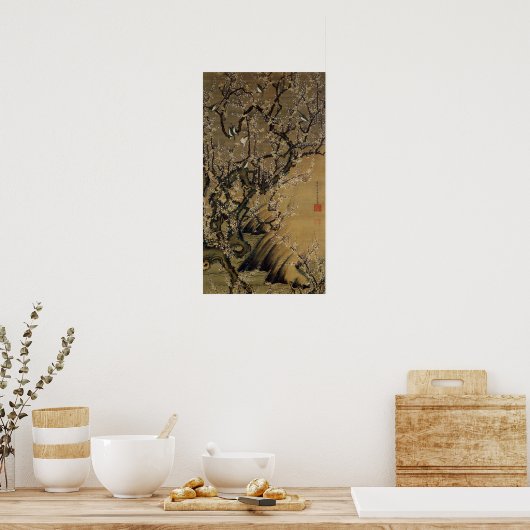 動植綵絵(2)梅花小禽図, 伊藤若冲 POSTER (Küche)