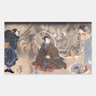 化 け 猫, 国 Erscheinung der monströsen Katze, Kuniyos Rechteckiger Aufkleber